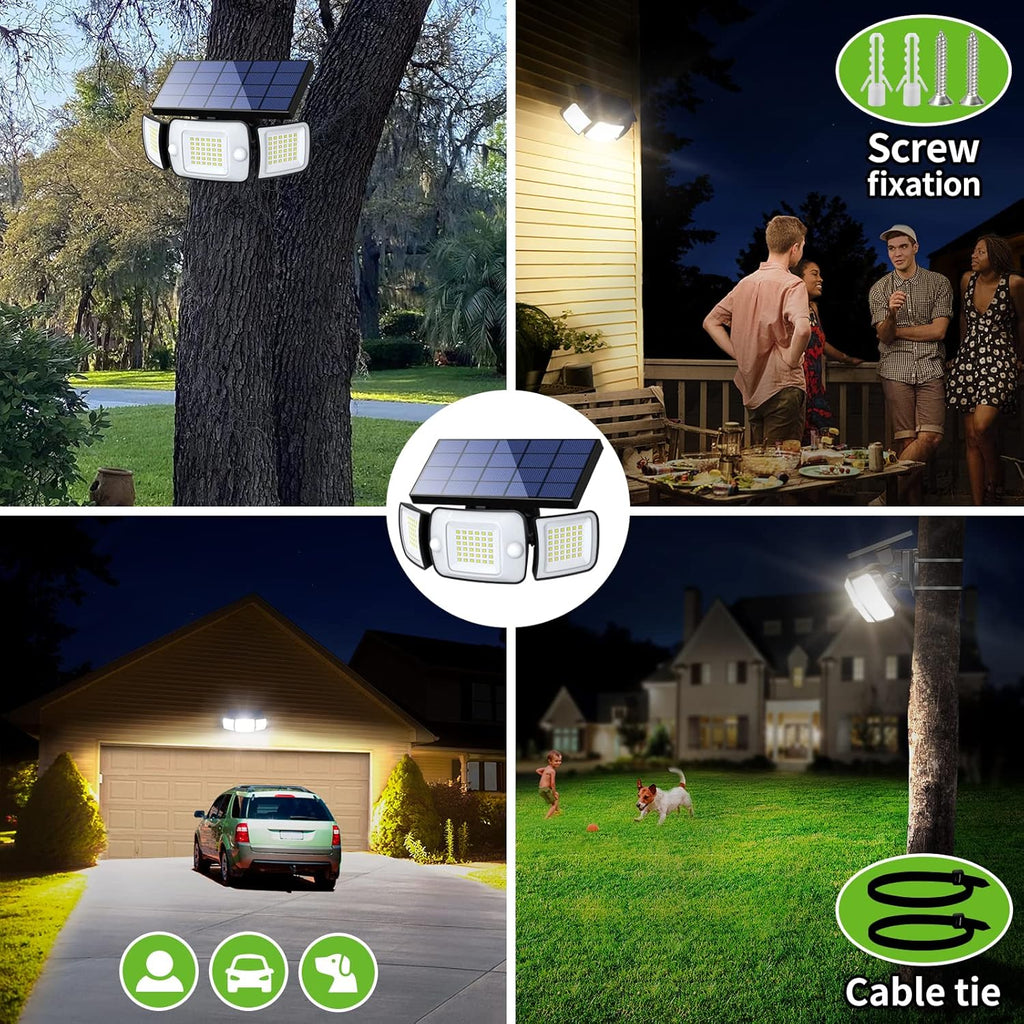 Solar Outdoor Lights, Motion Sensor with Dual Sensors Waterproof | Solar Flood Lights 270°Wide Angle for Outside with