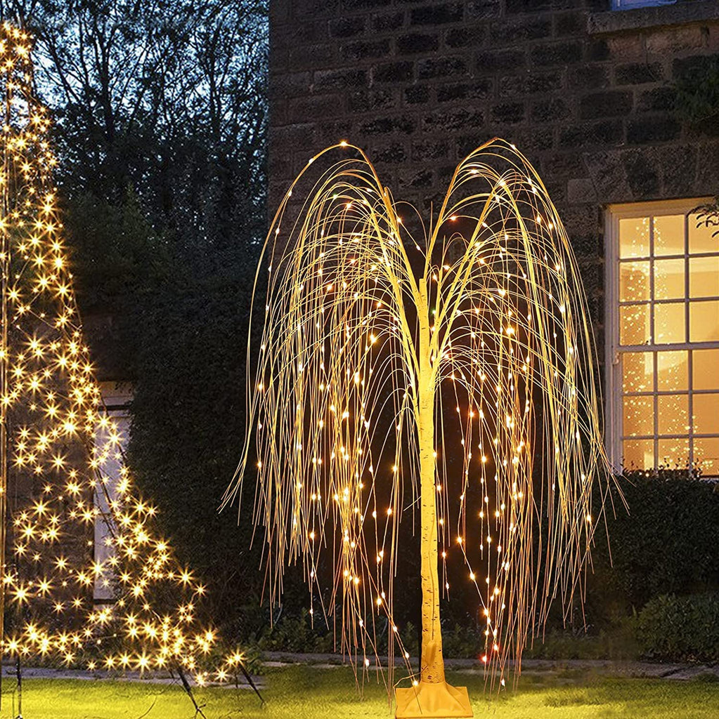6Ft LED Lighted Tree Weeping Willow Tree Outdoor, 18 Colors Changing Light Up Willow Trees Remote Control for Indoor