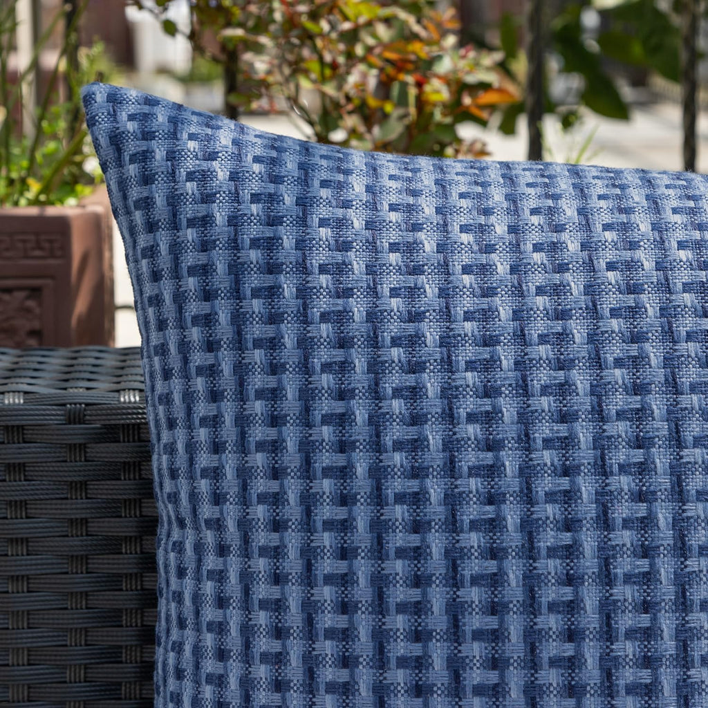 Outdoor Waterproof Throw Pillow Covers Pack of 2 Weaving Texture Water Resistant Outside Decorative Cushion Covers