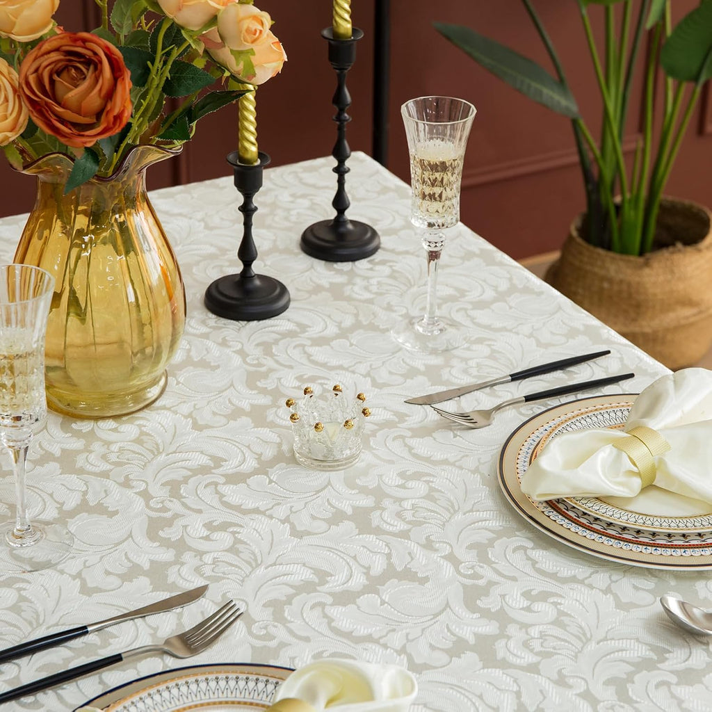 Emboss Style Textured Tablecloth Waterproof Solid Bordered Retro Tablecloths Classic Luxurious Washa