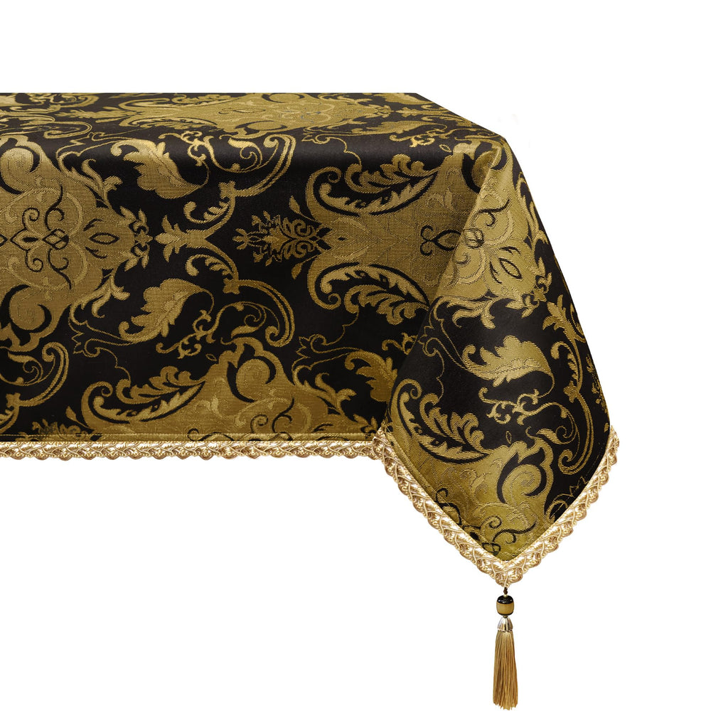 Luxury Rectangle Fabric Tablecloth 60x120 Inch, Black