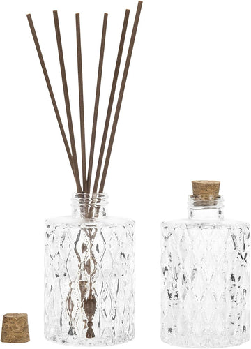 Clear Glass Reed Diffuser Bottles Vintage Apothecary Vases - Set of 2