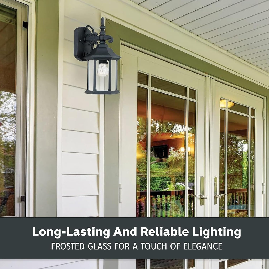 Devonshire Outdoor Light Fixture, 14 Inch Exterior Wall Lantern Sconce for Front Door, Patio and Porch, Black, 2961-BK