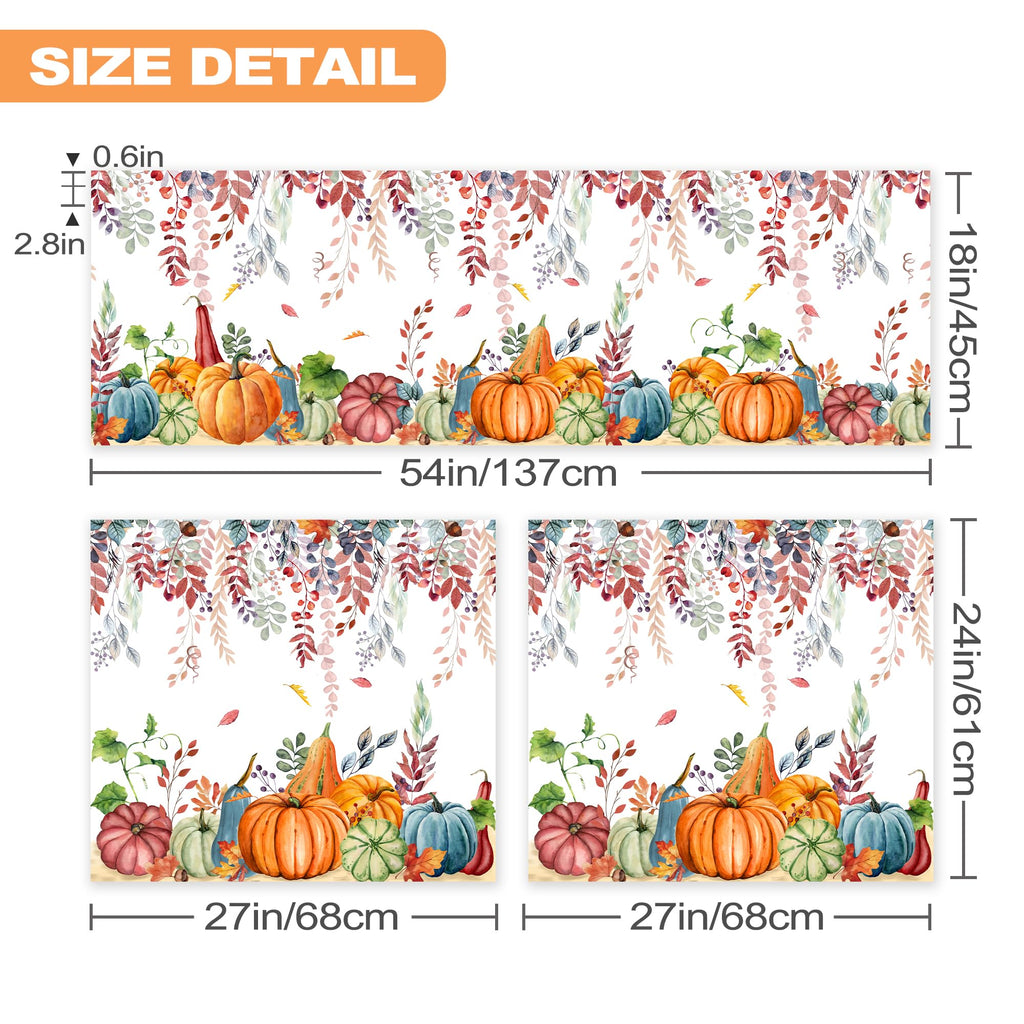 Fall Kitchen Curtains for Windows-Fall Decorations Leaves Pumpkin Valances-Autumn Leaf Curtains and Valances Set