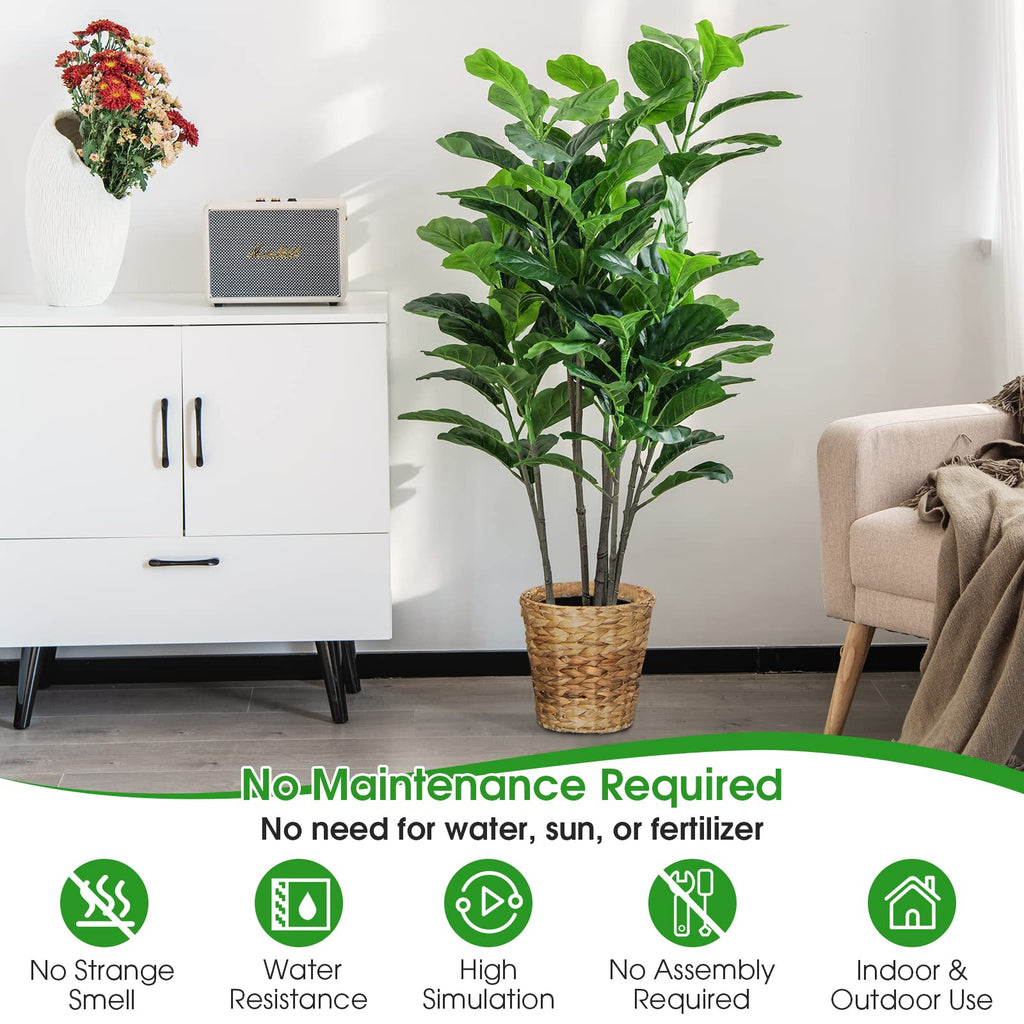 2-Pack 51 Inch Artificial Fiddle Leaf Fig Tree, Tall Artificial Greenery Plant with 100 Leaves, Lifelike Decorative