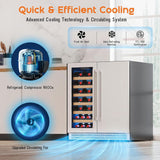 30 Inch Wine and Beverage Refrigerator, 37 - 64℉ Dual Zone Wine Cooler with Digi