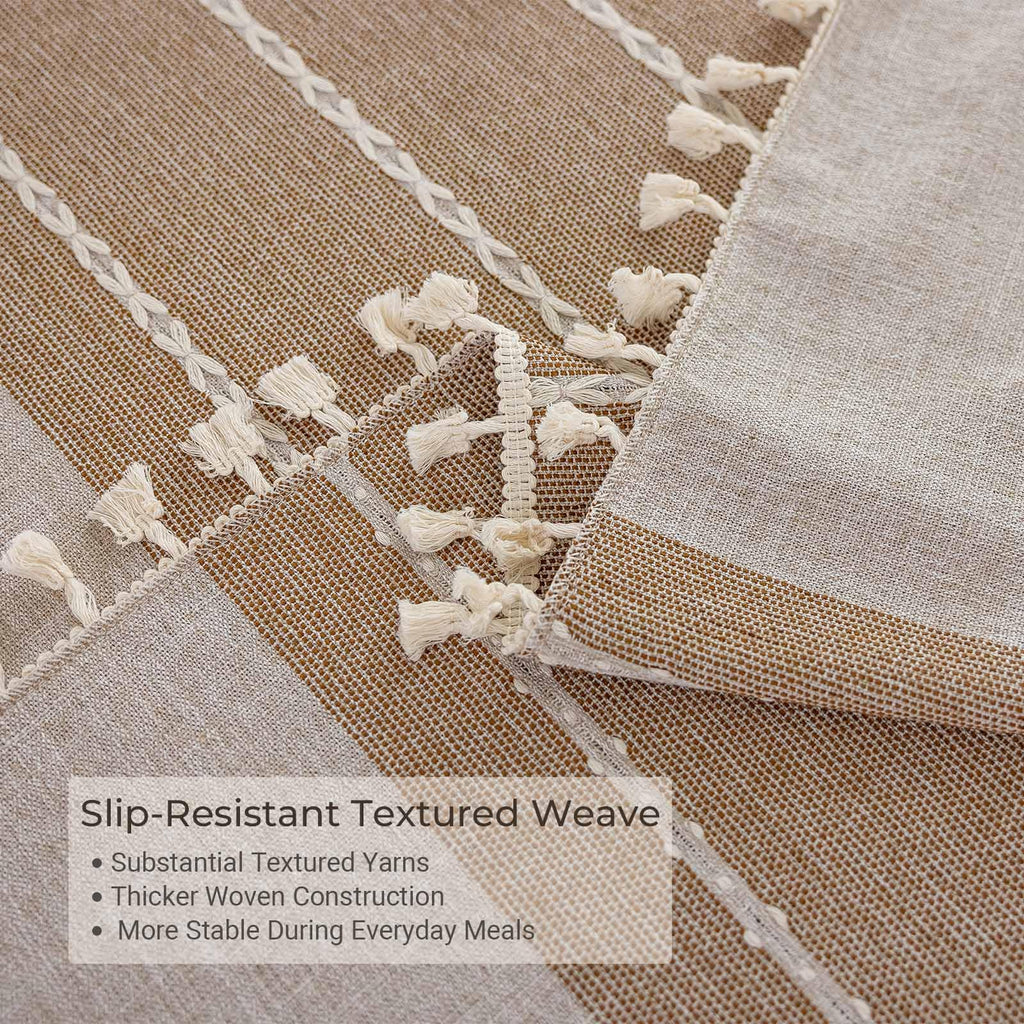 Waterproof Outdoor Rectangular Tablecloth, Khaki Stripe, 55 x 120 Inch