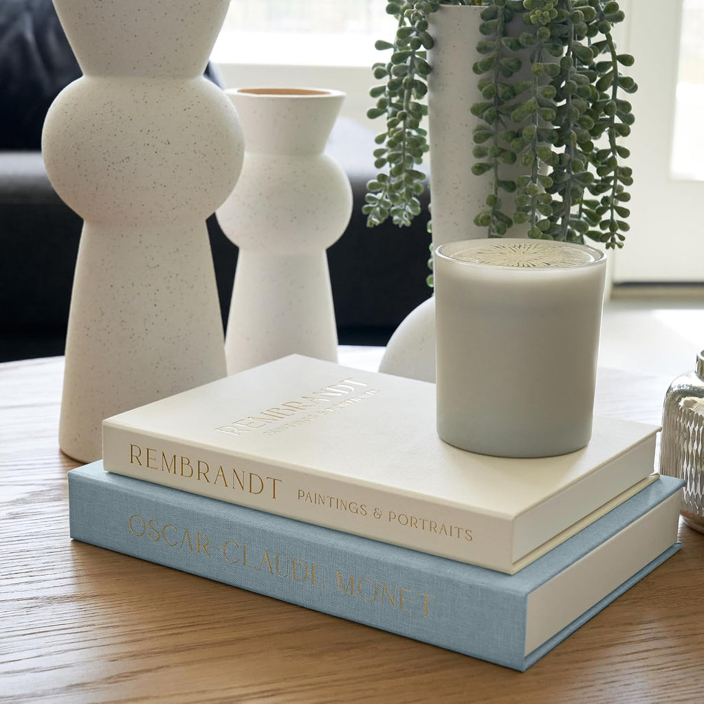 Beautiful Decorative Books - Set of 2 Linen Boxes Enhance Your Coffee Table, Bookshelf or Mantel Decor - Stylish