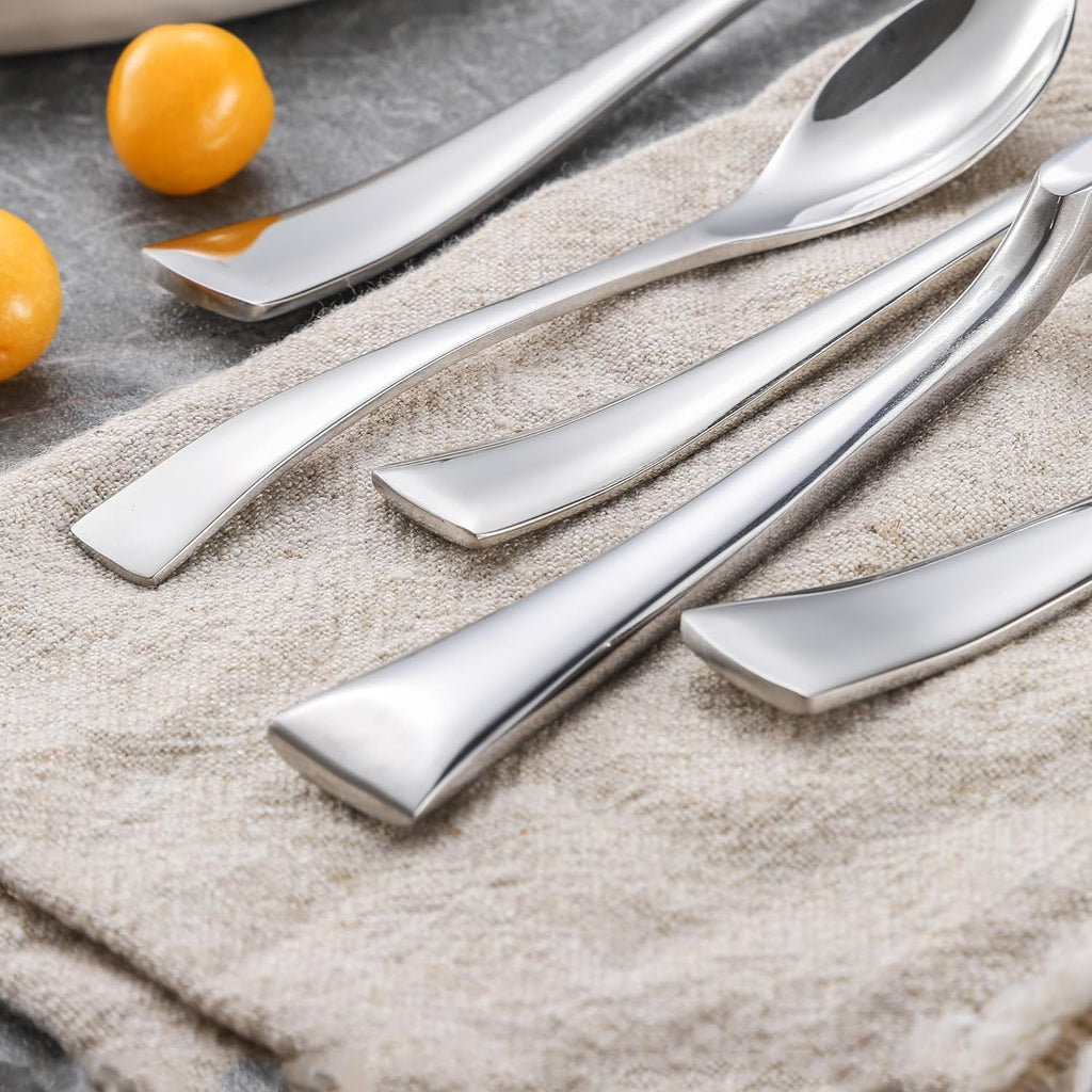 20 Pieces Silverware Set for 4,Heavy Duty 18/10 Stainless Steel Flatware Set with Forged Stand Knives