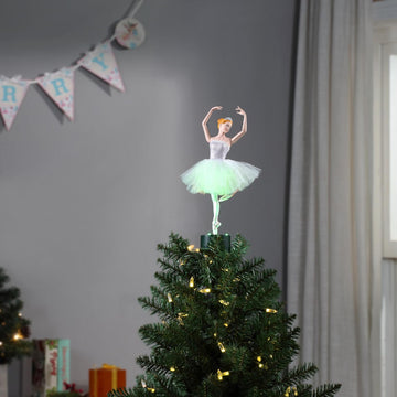 Animated Ballerina Christmas Tree Topper, Christmas Decoration, LED Lights, 24 Inch, Multi-Color