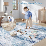 Area Rugs 5x7 for Living Room: Washable Rug Modern Abstract Neutral Rugs Non-Slip Low-Pile Soft Carpet for Bedroom