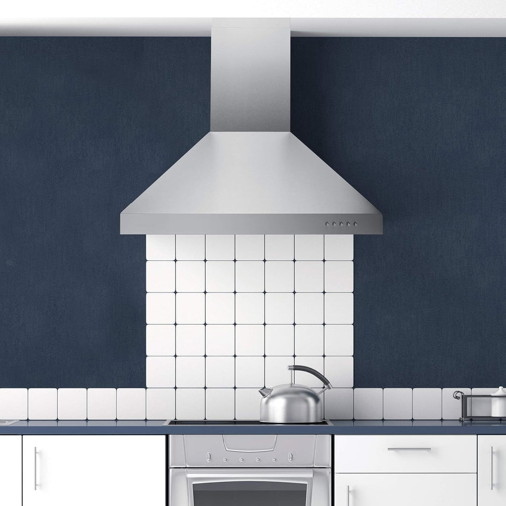 30 Inch Stainless Steel Wall Mount Range Hood LED Lights, Aluminum Filters, Convertible Ducted/Ductless