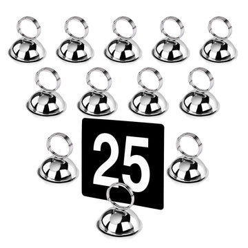 Split-Ring Style, Place Card/Table Number Holder, 2.5 x 2.33 Inch, Silver, Set of 12