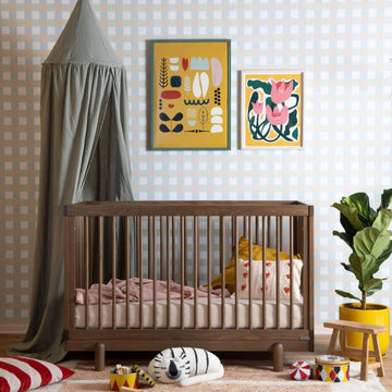 Baby Bliss 4-in-1 Convertible Wood Crib Bed, Made in Italy, Walnut | Crib to Toddler & Day Bed, GREENGUARD Gold