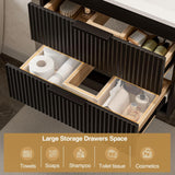 24" Modern Floating Bathroom Vanity with Sink - Wall Mounted Cabinet with Double Drawers