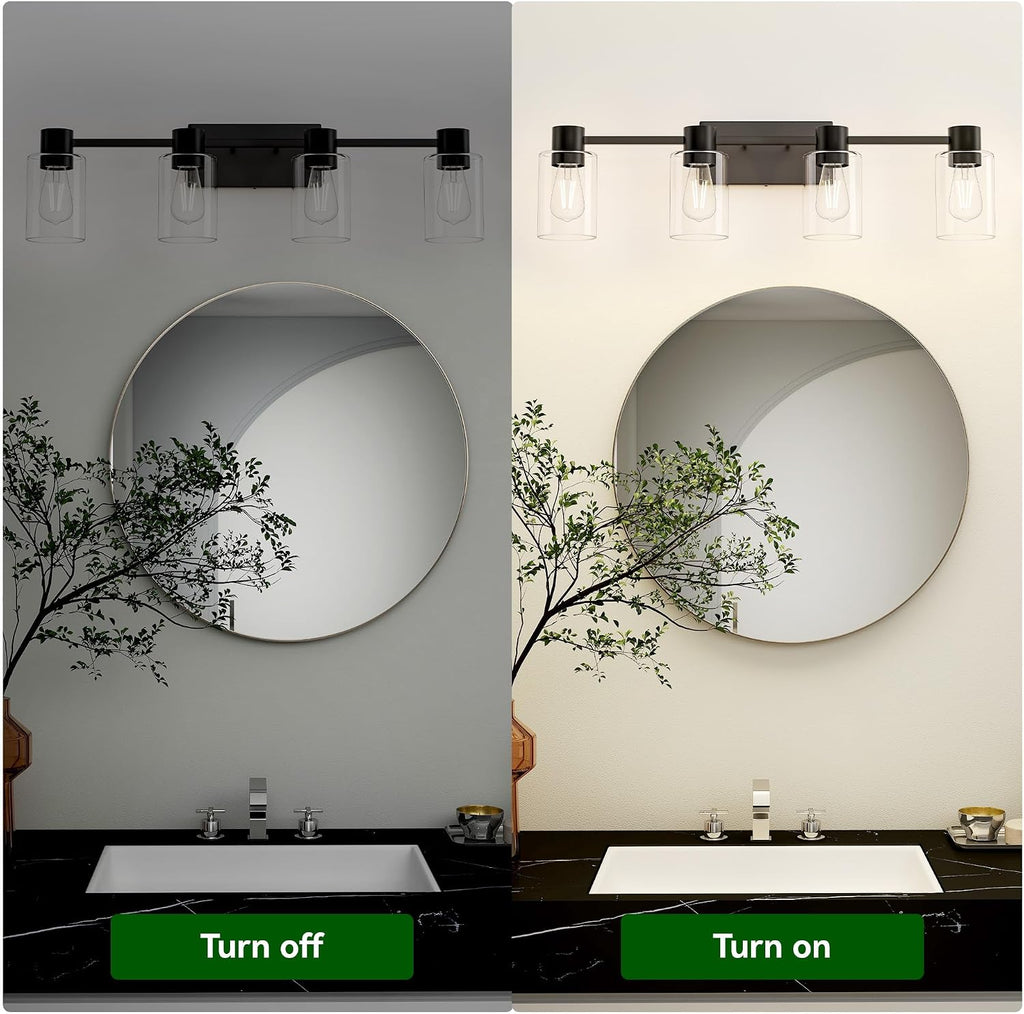 4-Light Modern Vanity Light Fixtures Over Mirror, Matte Black Bathroom Light Fixtures, Vanity Lights, Wall Sconce