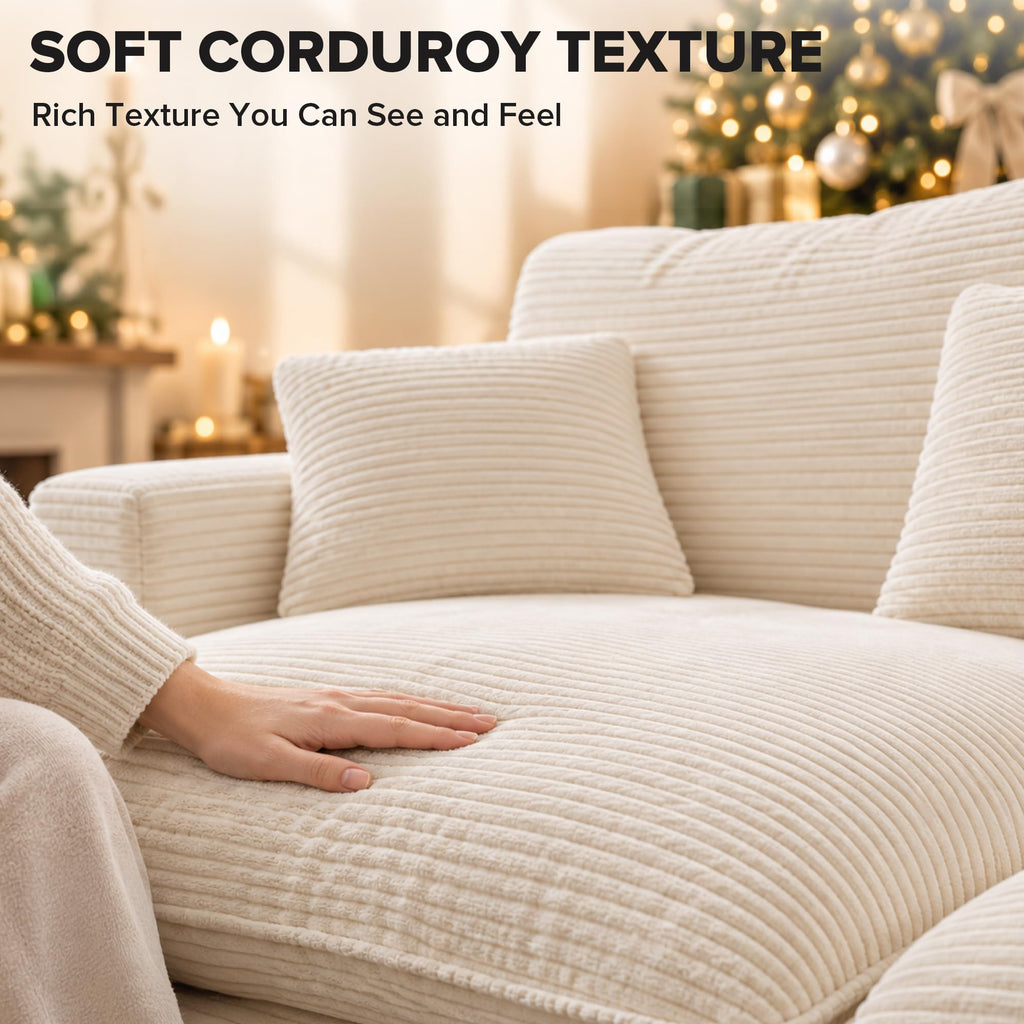 74" Cloud Loveseat with Movable Ottoman, L Shaped Modular Sectional Sofa