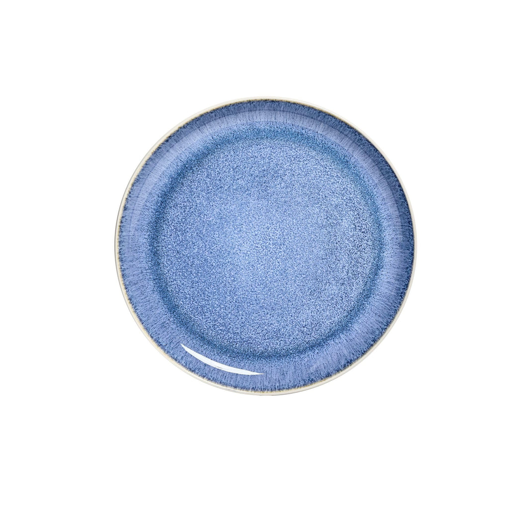 12-Piece Stoneware Dinnerware Set for 4, Light Blue Reactive Glaze on White Plates and Bowls Sets, Kitchen Ceramic