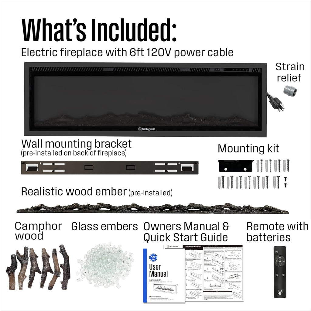 60 Inch Electric Fireplace Heater, Compatible with Alexa & Google Home