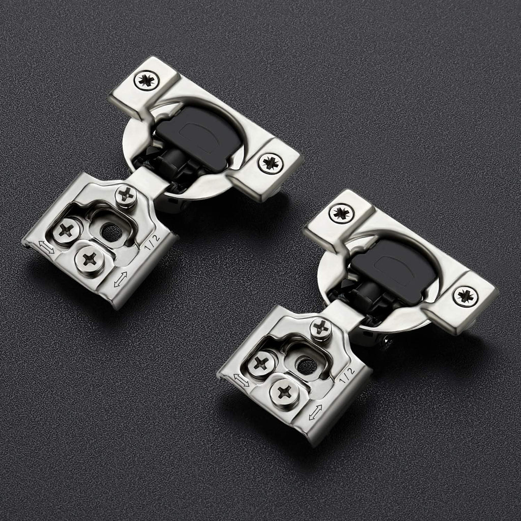50 Pack 25 Pair 1/2 inch Overlay Soft Close Kitchen Cabinet Hinges Stainless Steel Adjustable Kitchen Hinges Satin