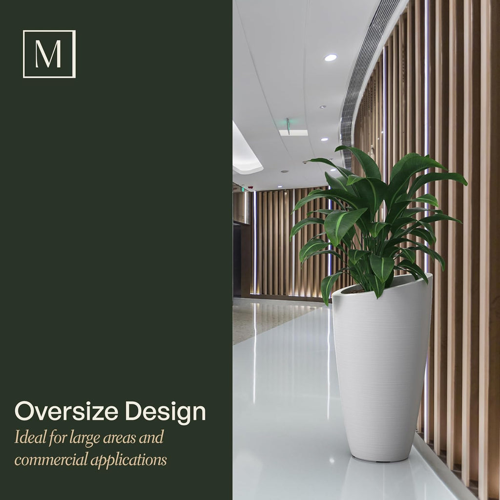 Modesto 42in Tall Round Modern Planter, Black | All season, Indoor/Outdoor, Double-wall design, Fade resistant
