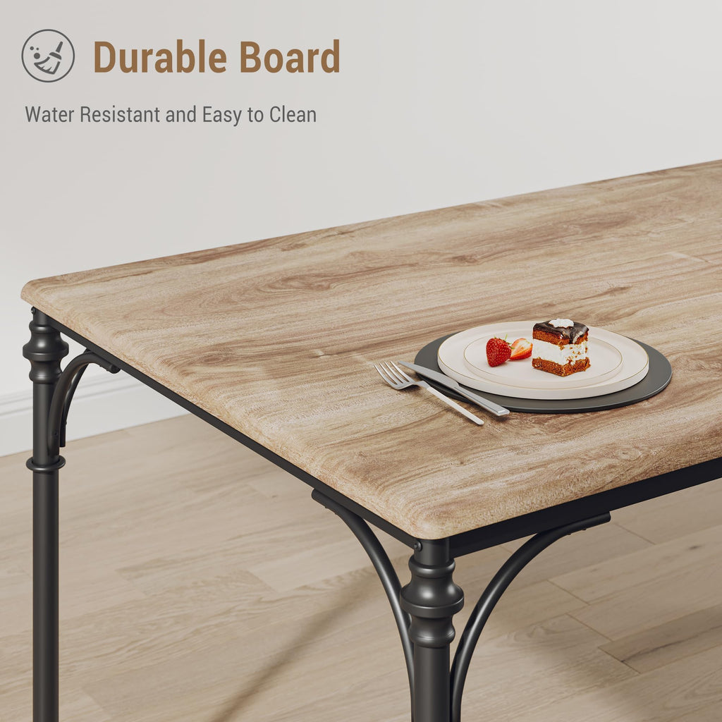 Dining Table Set for 4 Modern Dining Table and Chairs Set 4 Chairs for 4 with Bench Wood Kitchen Table Set, Dinette
