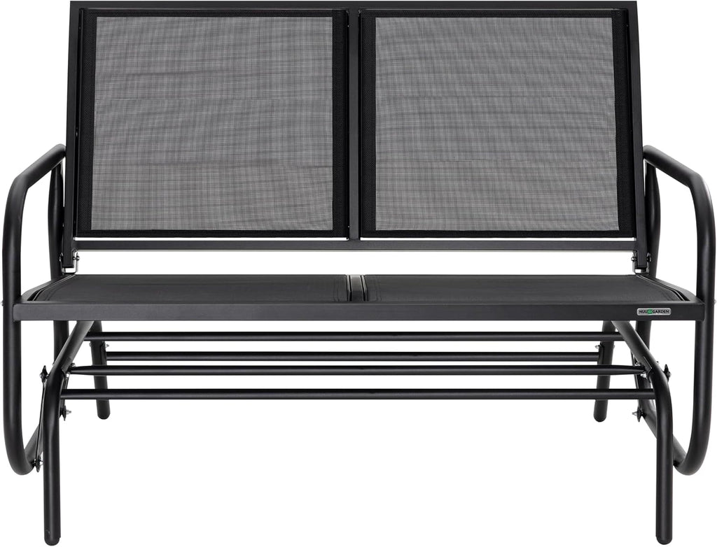 2 Person Outdoor Glider Bench Patio Glider, Patio Glider Swing Chair with Powder Coated Steel Frame and Breathable
