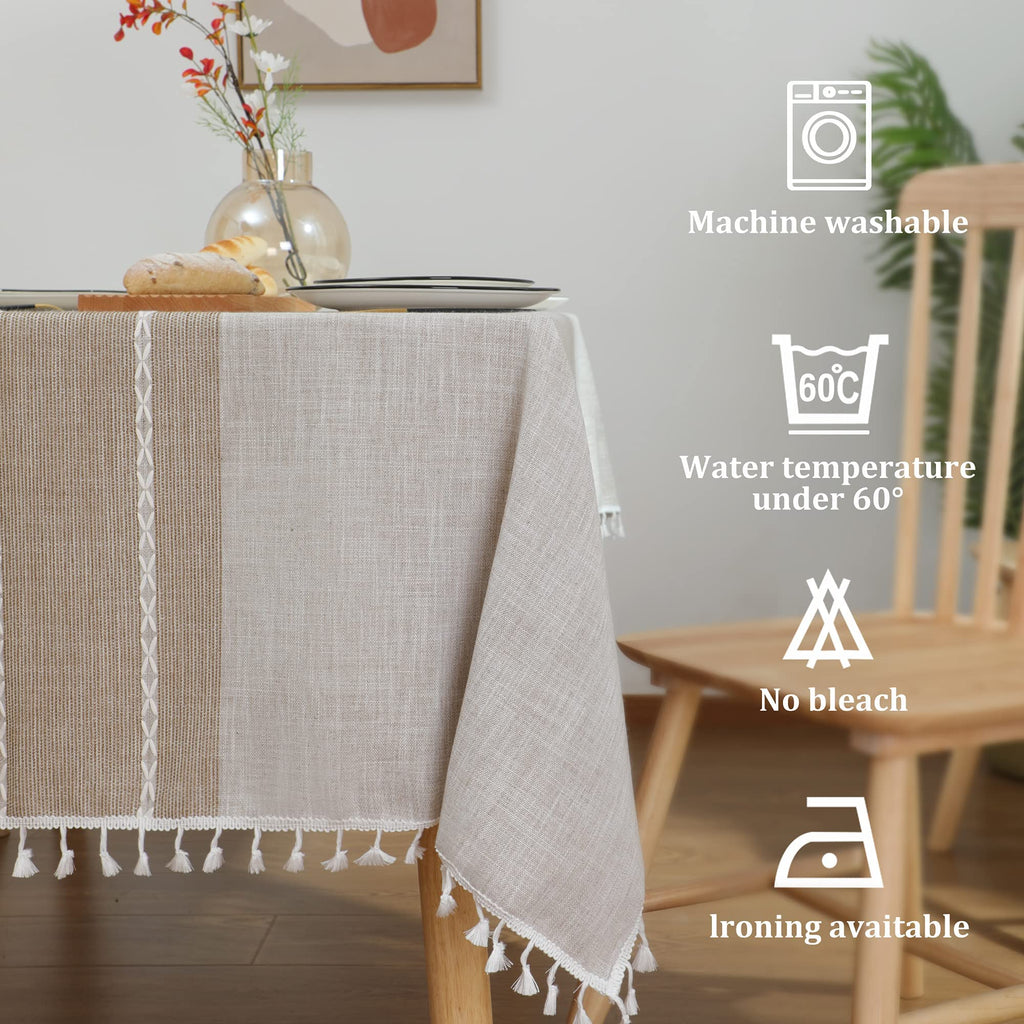 Tablecloths for Rectangle Tables, Cotton Linen Table Cloth Waterproof Tablecloth Wrinkle Free Farmhouse Dining Tables
