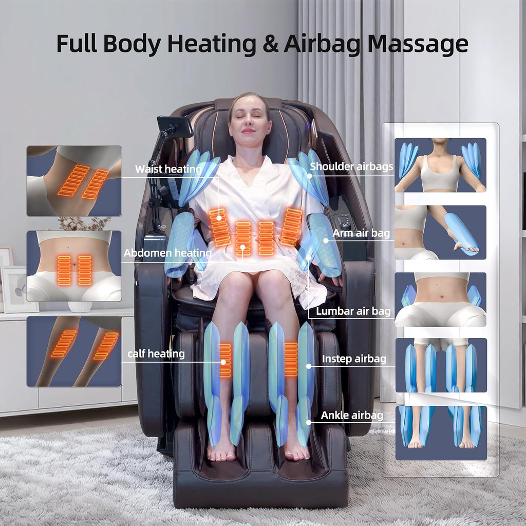 4D Massage Chairs Full Body Recliner with Heat Zero Gravity EX- SL Track Shiatsu Massage Chair with AI Voice, 7"