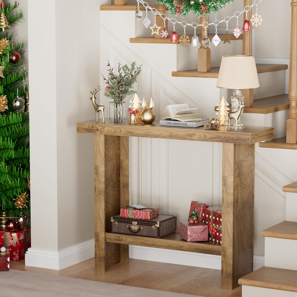 Farmhouse Wood Entryway Table Narrow Console Tables with Storage Behind The Couch Sofa, Entrance Side Table with