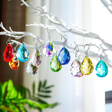 12Pcs Crystal Prisms 38mm Multicolor Bauhinia Beads Crystals - Chandelier Crystals Replacement