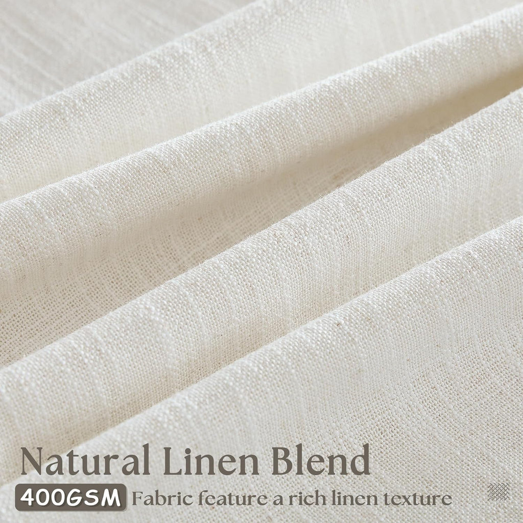Natural Pinch Pleated Linen Semi Sheer 84 Inch Curtains 2 Panels