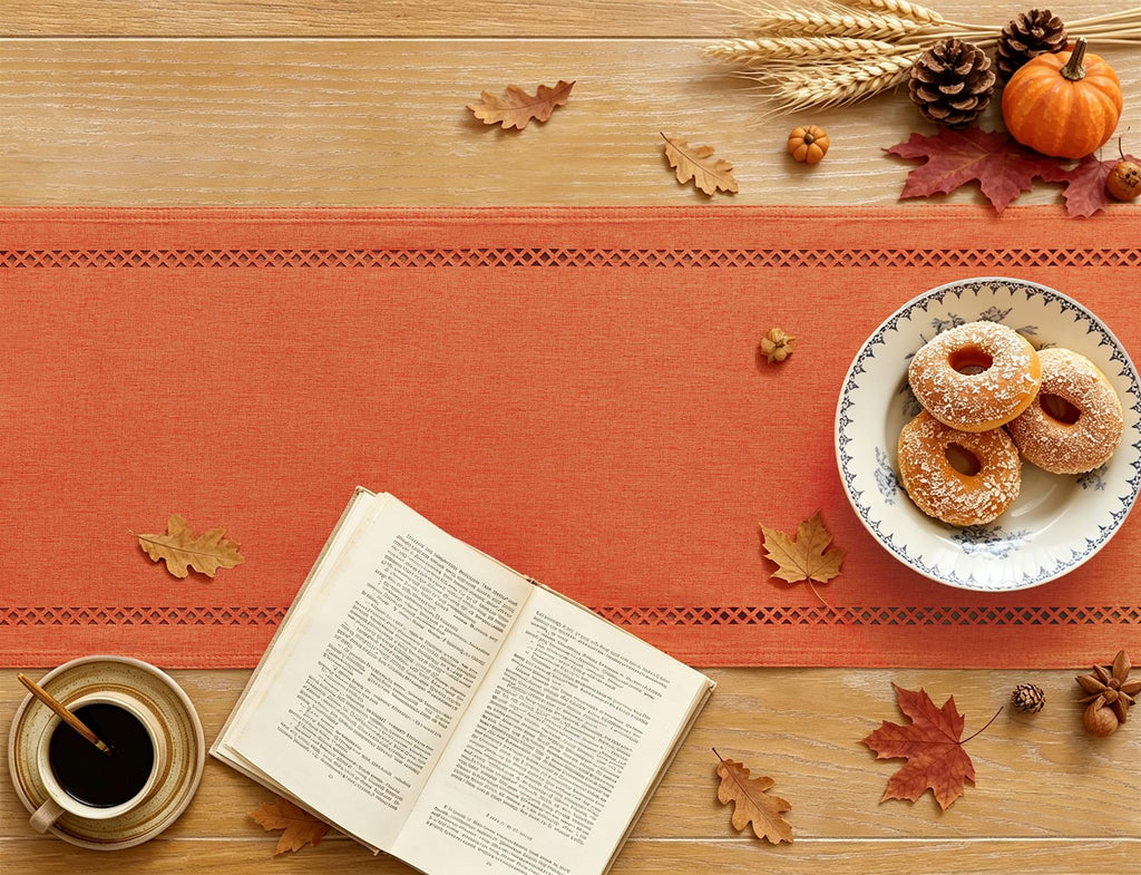 Orange Burlap Table Runner, Fall Table Runners 72 inches Long