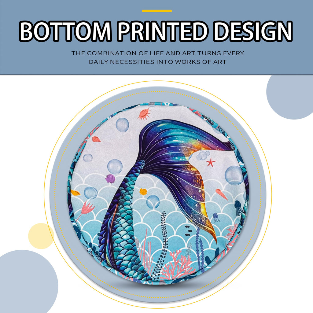 Blue Purple Mermaid Tail Laundry Basket Foldable Waterproof 18.9x16.5 Inch