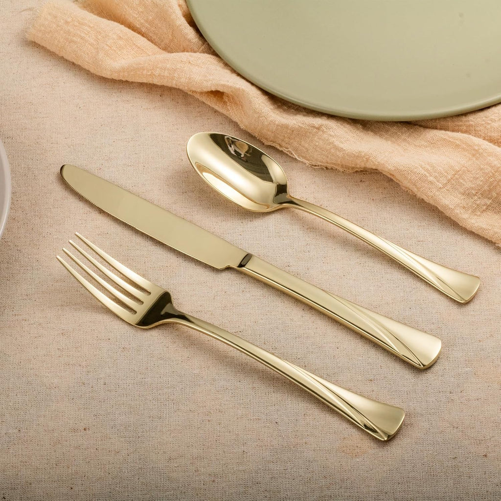 Alice Champagne Gold Mirror 40-Piece Silverware Set Stainless Steel Flatware Set,Service for 8