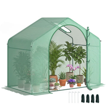 6' x 3' x 5' Portable Walk-in Greenhouse with PE Cover Green