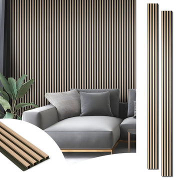 96 x 6 Inch WPC 3D Fluted Wood Textured Slat Wall Panels, 8-Pack, Oak