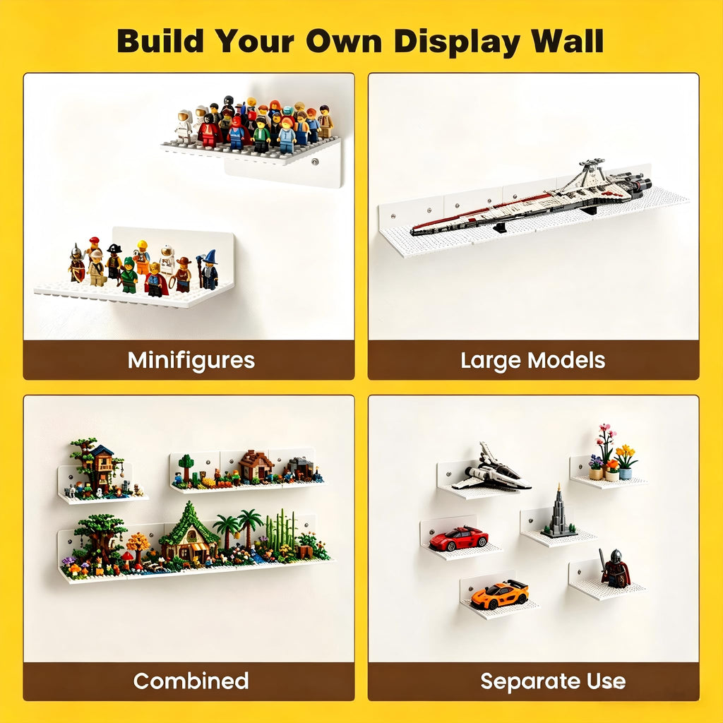 Floating Shelves for Lego Display, 9-Pack Wall Shelf No Drill