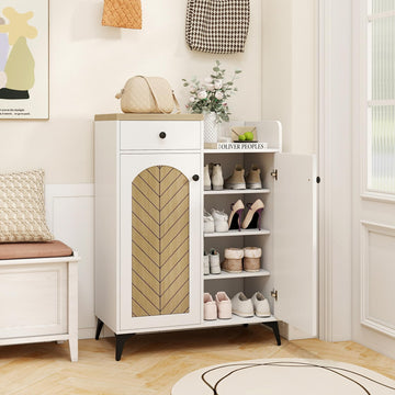 Shoe Storage Cabinet, Shoe Cabinet with Doors, White