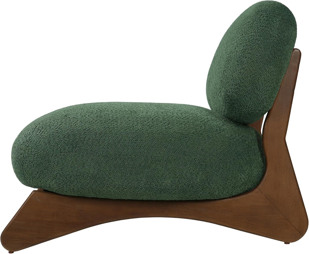 Dina Low Profile Modern Accent Chair, Upholstered Lounge Chair Indoor, Single Sofa Chair with Wooden Frame & Thick