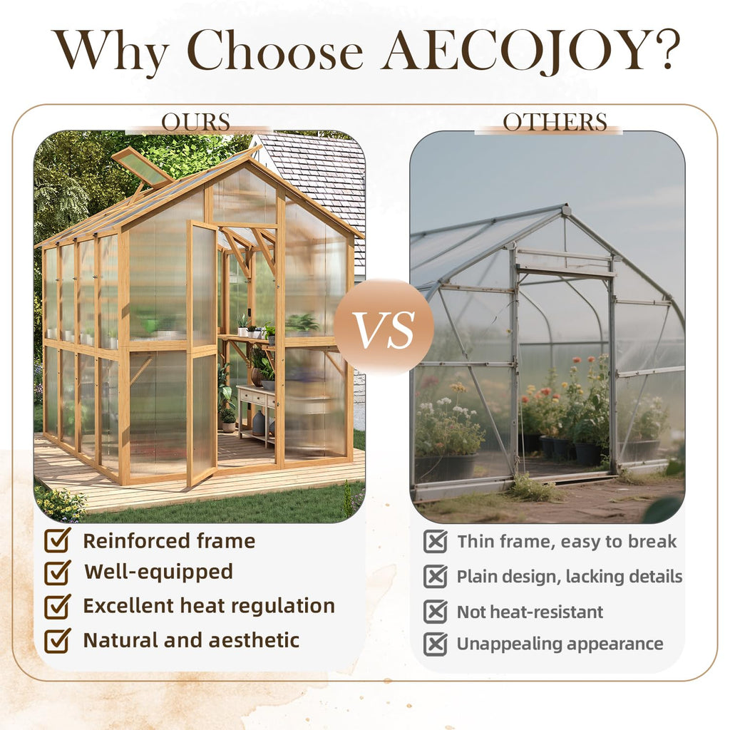 6x8 FT Wooden Greenhouse for Outdoors