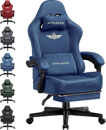 Gaming Chair Fabric with Pocket Spring Cushion, Big and Tall Gamings Chairs 350LBS High Back Computer Chair with