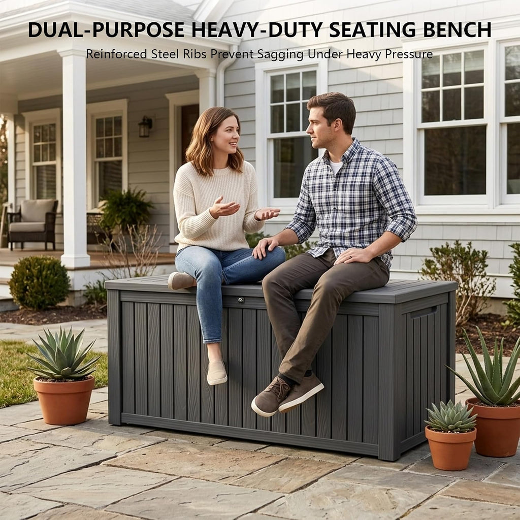 Outdoor Storage Box, 200 Gallon Waterproof Deck Box [Upgraded 3.0], Premium Hydraulic Cushion Storage Chest