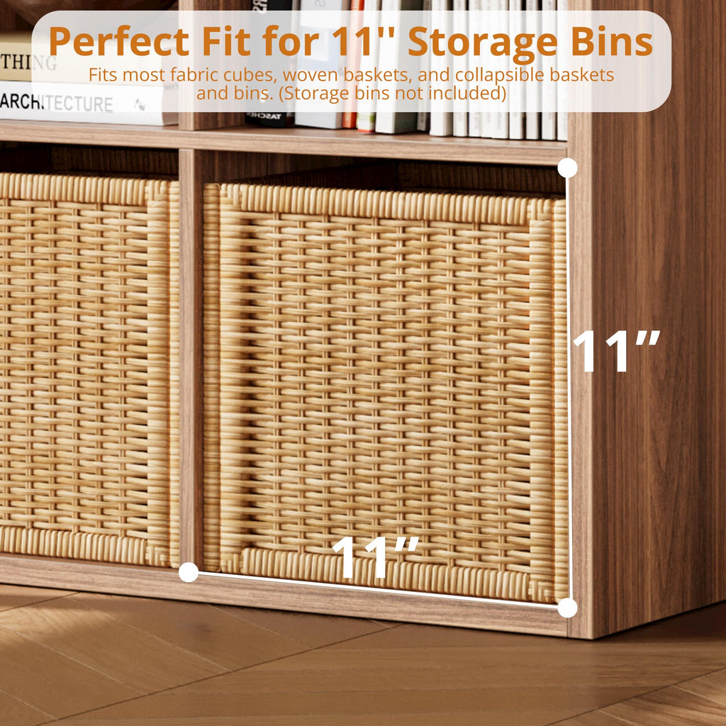 8-Cube Storage Organizer, Reversible Cube Bookshelf, Oak Brown