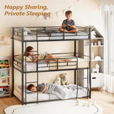 Triple Bunk Bed Twin Over Twin Over Twin, Metal 3 Bunk Bed for Kids, Teens and Adults