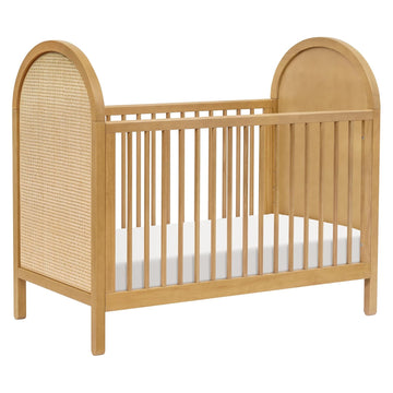 Bondi Cane 3-in-1 Convertible Baby Crib, Honey with Natural Cane | GREENGUARD Certified - Convertible to Toddler Bed