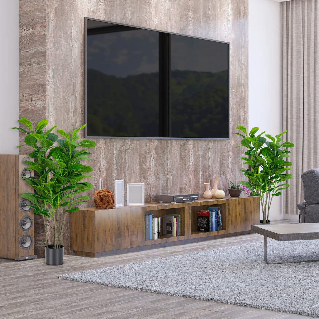 2-Pack 51 Inch Artificial Fiddle Leaf Fig Tree, Tall Artificial Greenery Plant with 100 Leaves, Lifelike Decorative