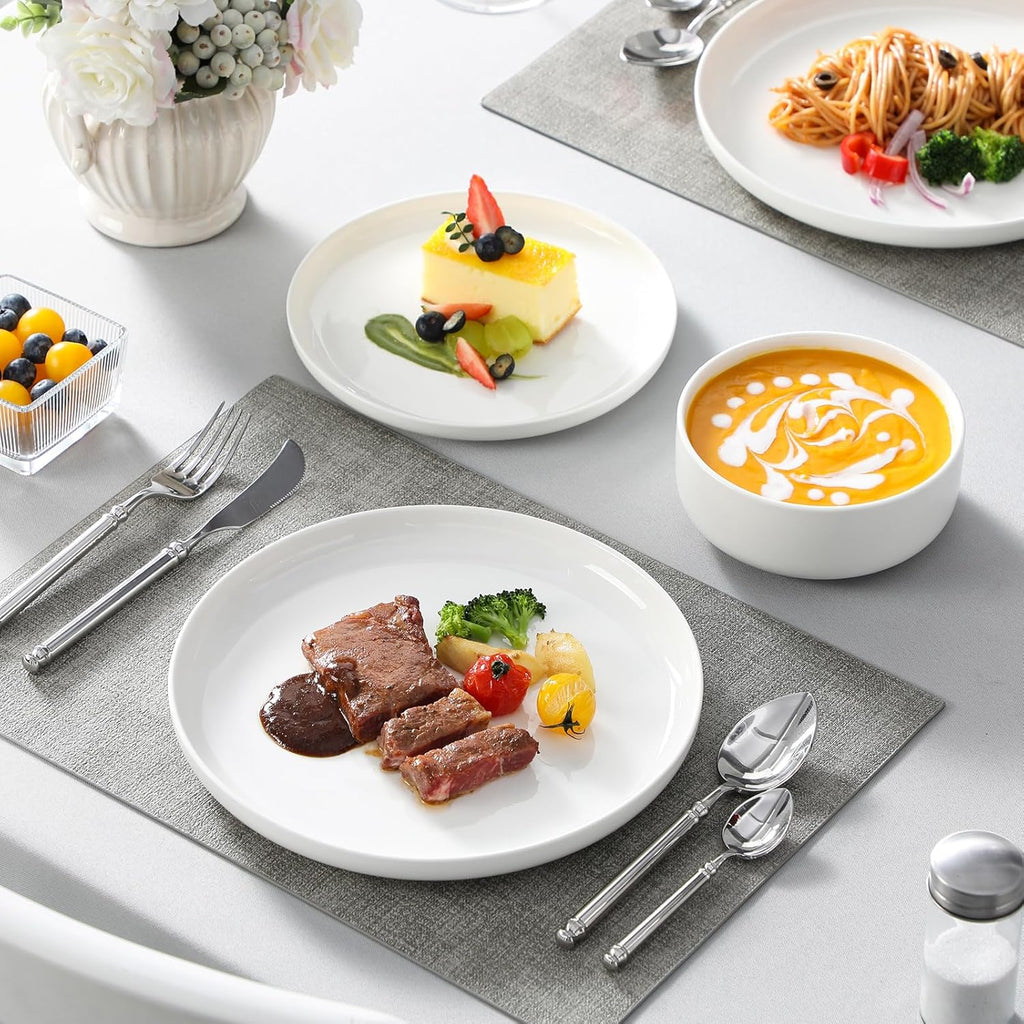 Plates and Bowls Sets, 12 Pieces Porcelain Dinnerware Sets Dishware Sets Chip Resistant Ceramic Dish Set Dining Dinner