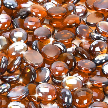 Amber Fire Glass Beads, 3/4 Inch Fire Pit Glass 10lb