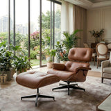 Modern Reading Chair and Ottoman — Leather